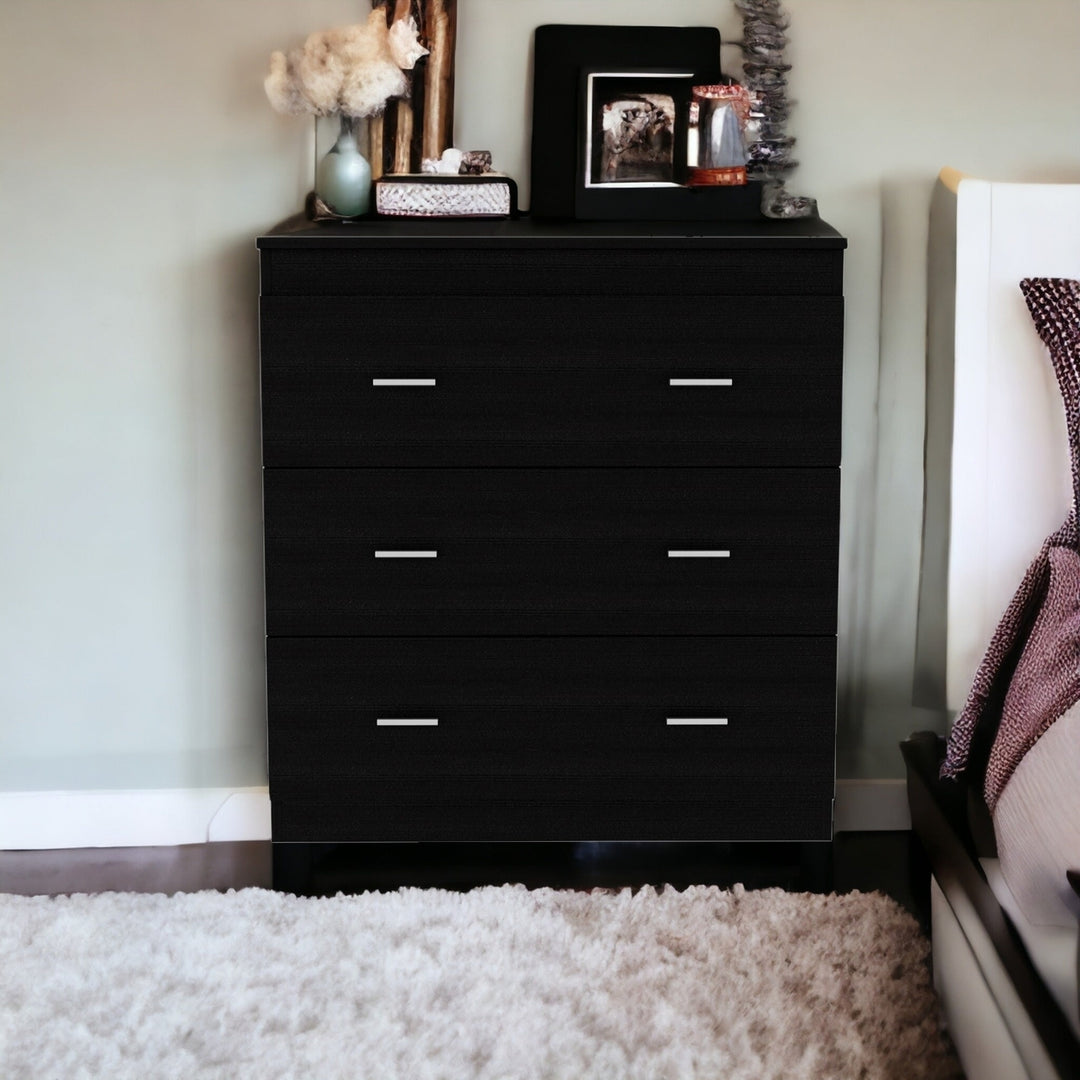 31" Black Three Drawer Dresser Image 4