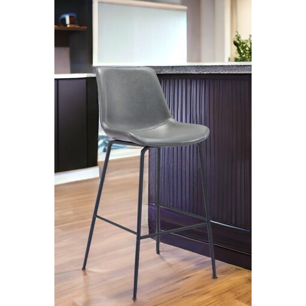 31 " Gray And Black Steel Low Back Bar Height Bar Chair Image 10