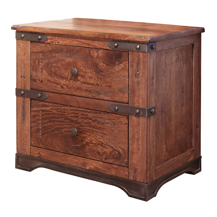 29" Wood Brown Two Drawer Nightstand Image 5