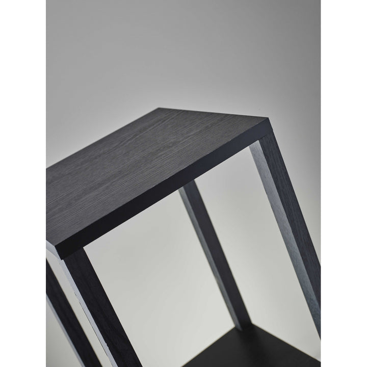 35" Black Solid Wood Square End Table With Two Shelves Image 2