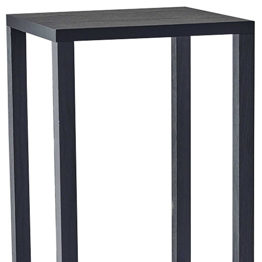 35" Black Solid Wood Square End Table With Two Shelves Image 5