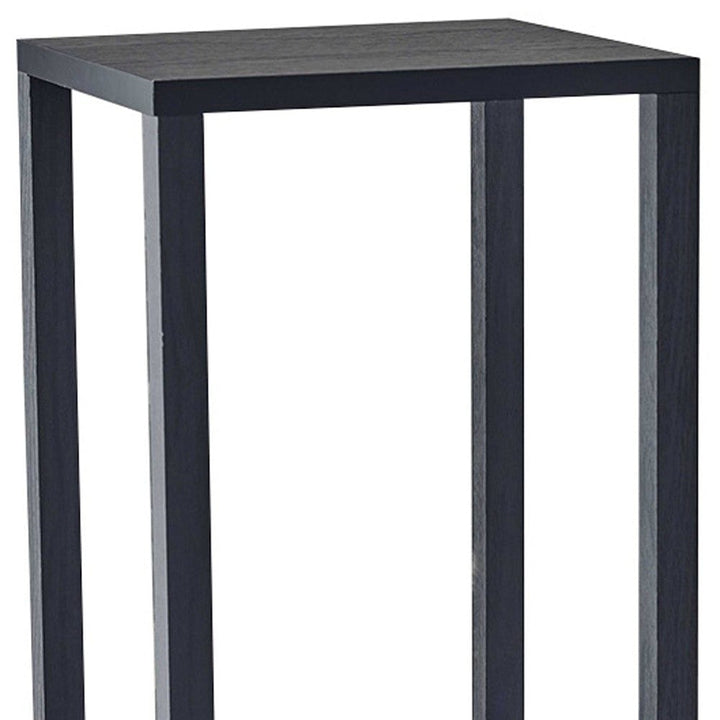 35" Black Solid Wood Square End Table With Two Shelves Image 5