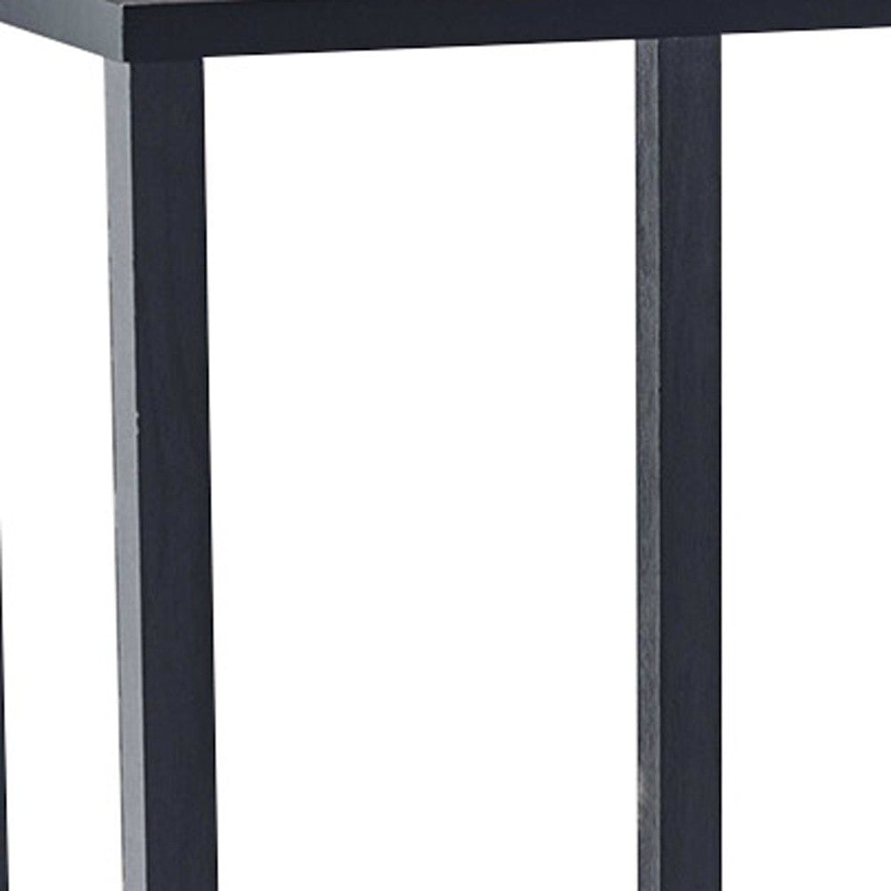 35" Black Solid Wood Square End Table With Two Shelves Image 6