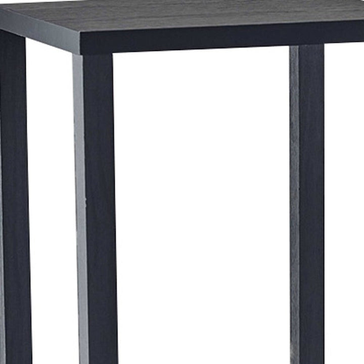 35" Black Solid Wood Square End Table With Two Shelves Image 8