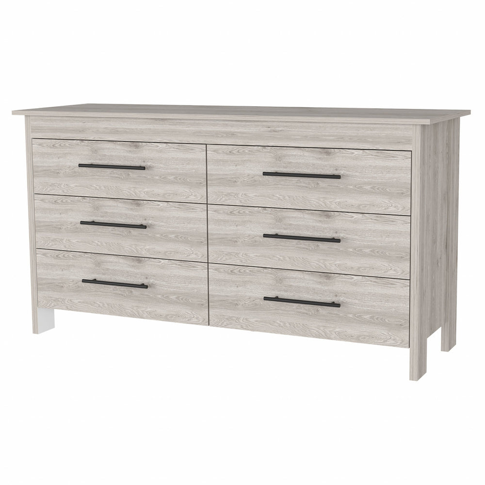 32" Light Gray Manufactured Wood Six Drawer Double Dresser Image 2