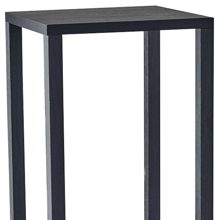 35" Black Solid Wood Square End Table With Two Shelves Image 9