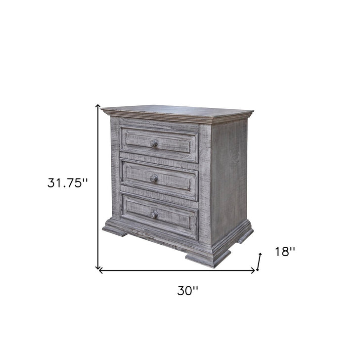 32" Gray Three Drawer Nightstand Image 5