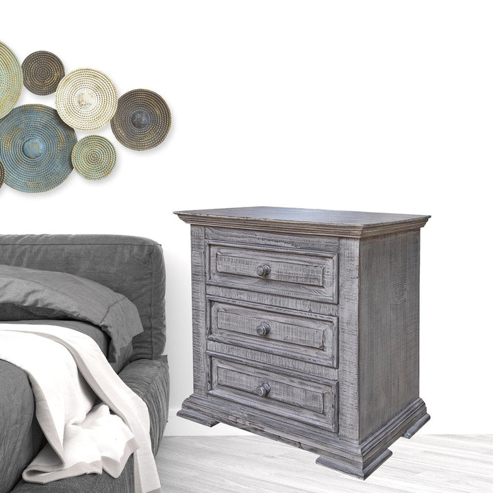 32" Gray Three Drawer Nightstand Image 6