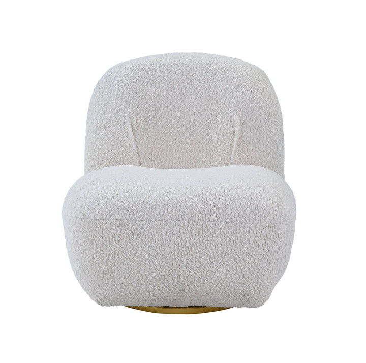 32" White Sherpa Solid Color Swivel Slipper Chair Image 1