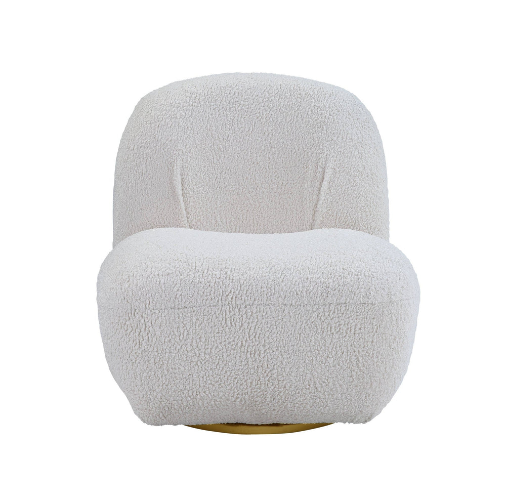 32" White Sherpa Solid Color Swivel Slipper Chair Image 2