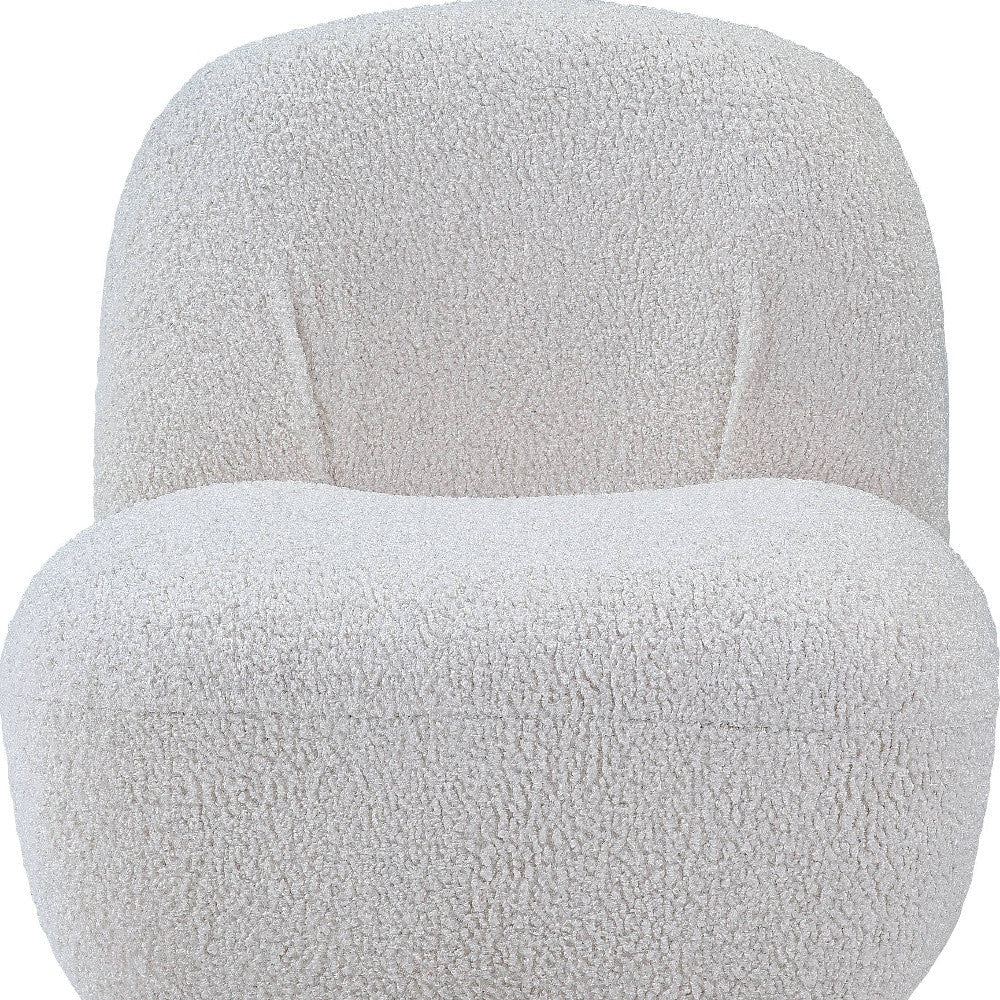 32" White Sherpa Solid Color Swivel Slipper Chair Image 3