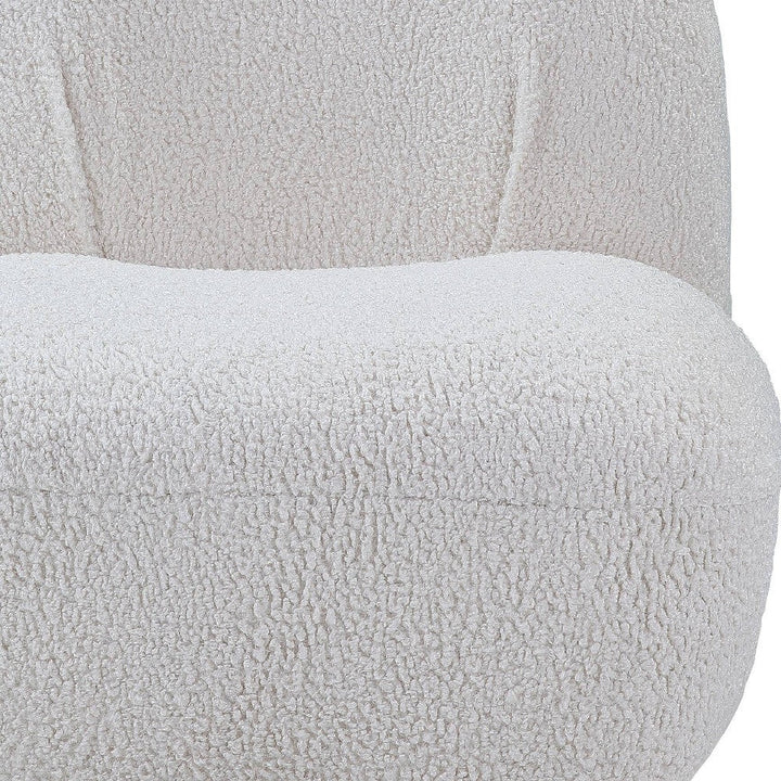 32" White Sherpa Solid Color Swivel Slipper Chair Image 4