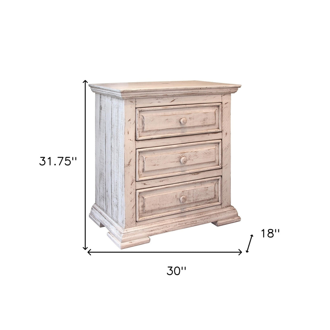 32" White Three Drawer Nightstand Image 5