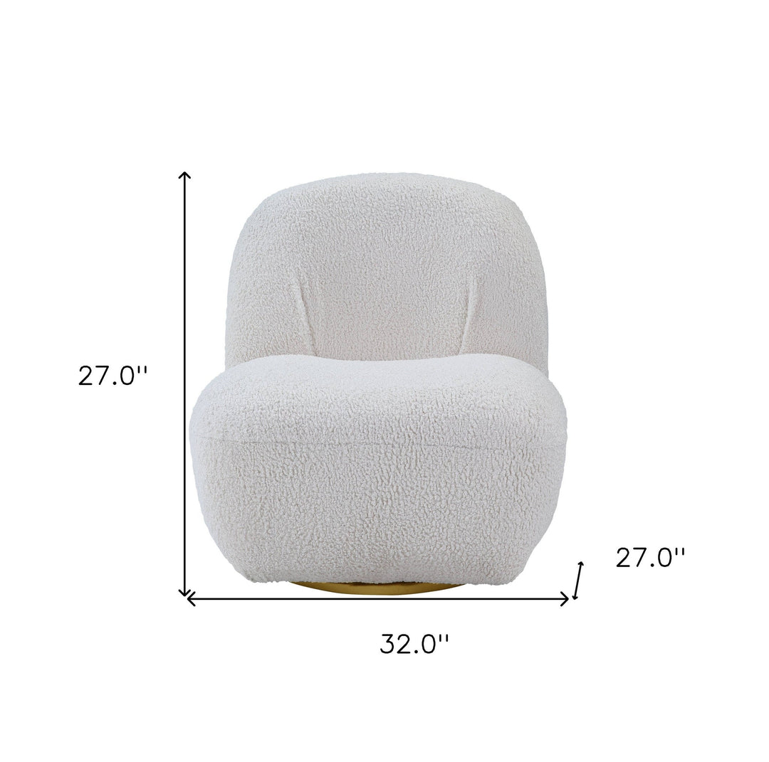 32" White Sherpa Solid Color Swivel Slipper Chair Image 5