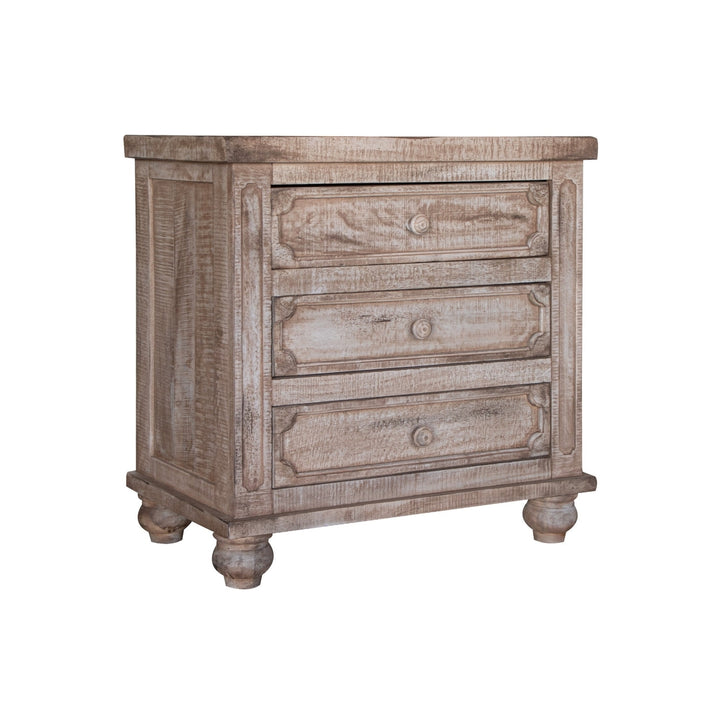 31" Wood Brown Three Drawer Nightstand Image 1