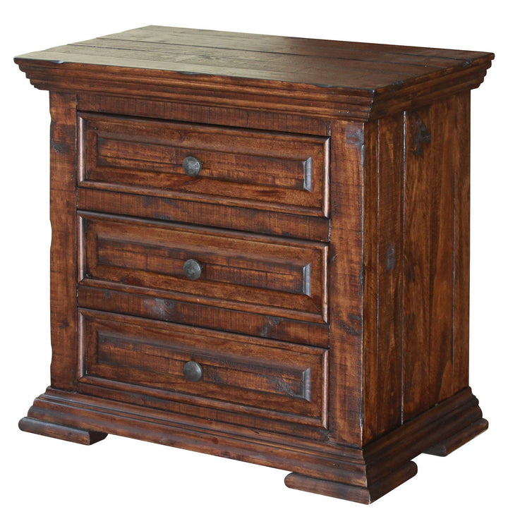 32" Brown Three Drawer Nightstand Image 1