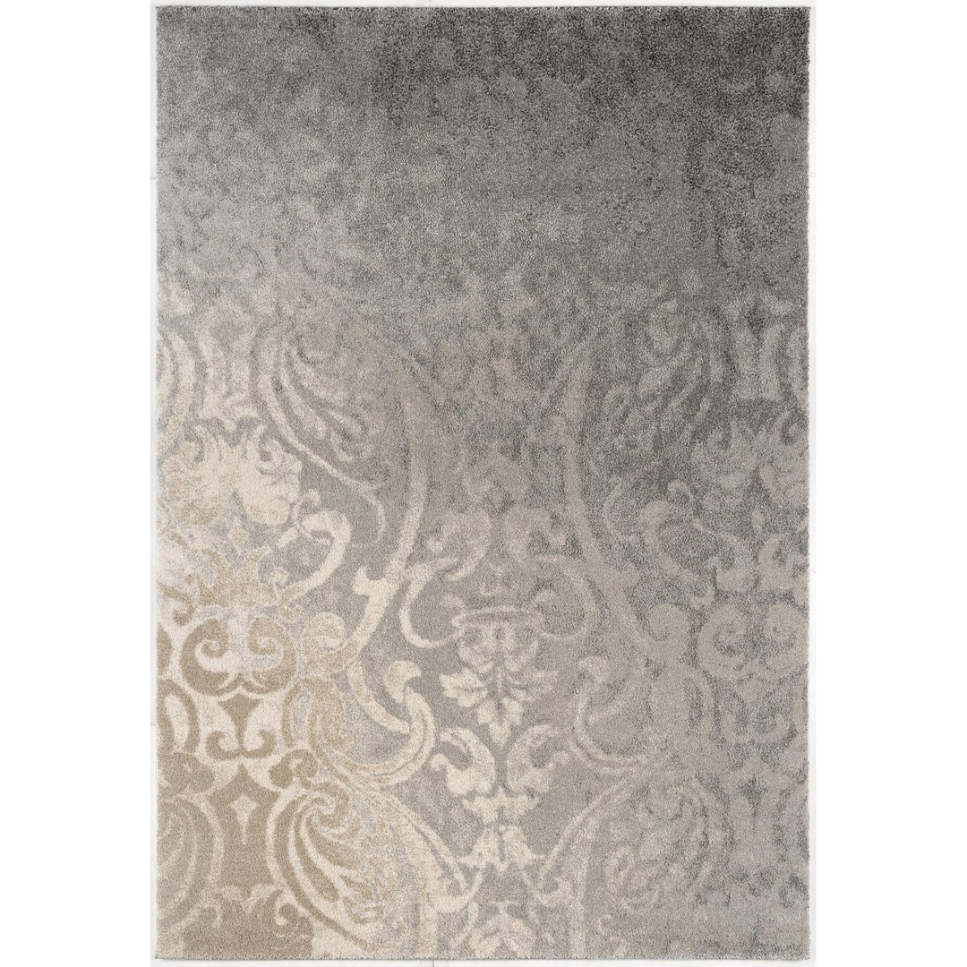 4 X 6 Grey Damask Power Loom Stain Resistant Area Rug Image 10