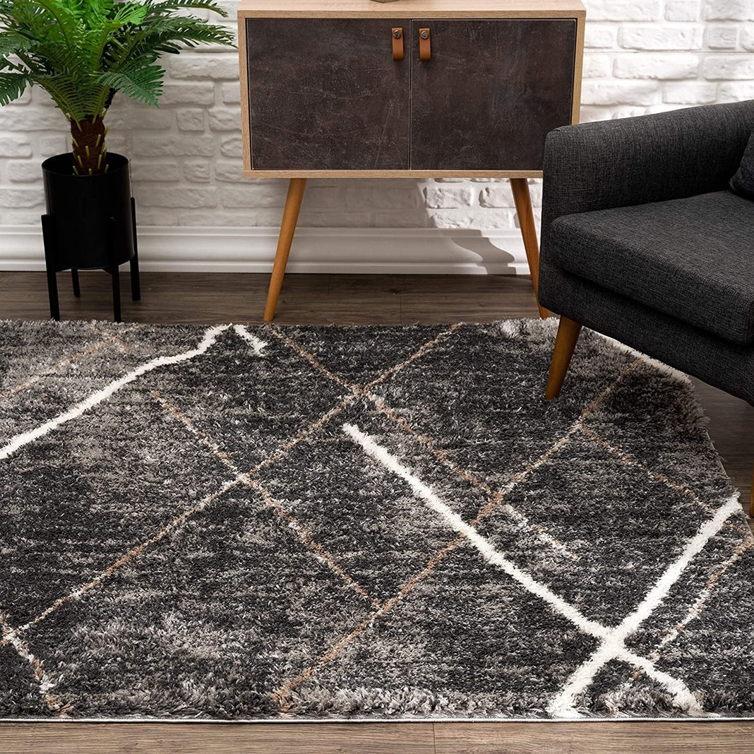 3 X 5 Gray Modern Distressed Lines Area Rug Image 6