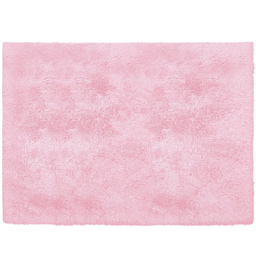 4 X 5 Pink Shag Power Loom Area Rug Image 2