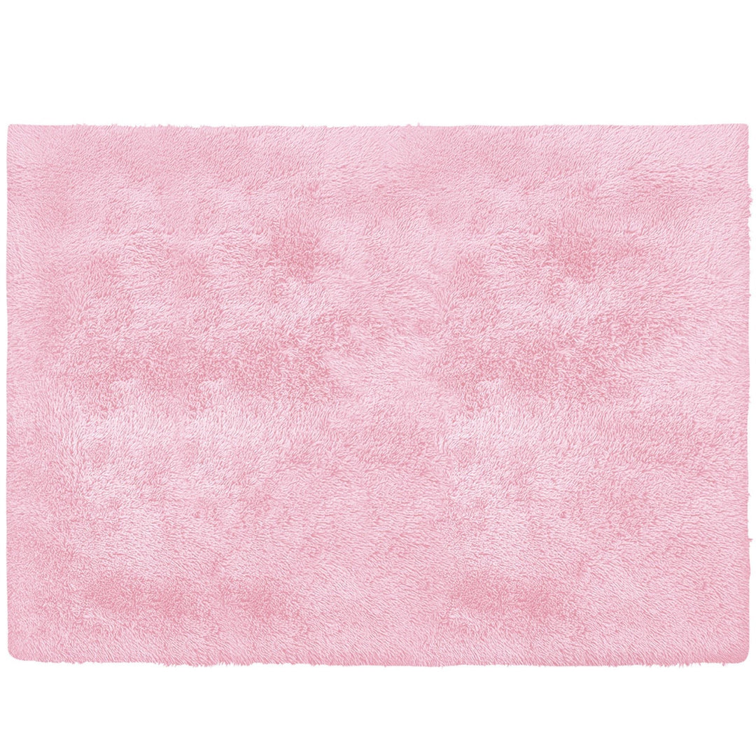 4 X 5 Pink Shag Power Loom Area Rug Image 2