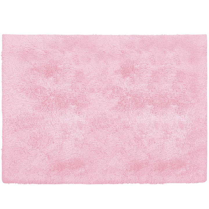 4 X 5 Pink Shag Power Loom Area Rug Image 3