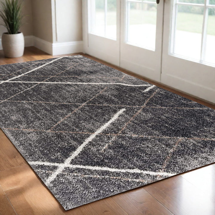 3 X 5 Gray Modern Distressed Lines Area Rug Image 11