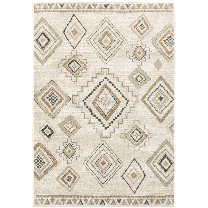 4 X 6 Ivory Orange Tan Black And Grey Southwestern Power Loom Stain Resistant Area Rug Image 1