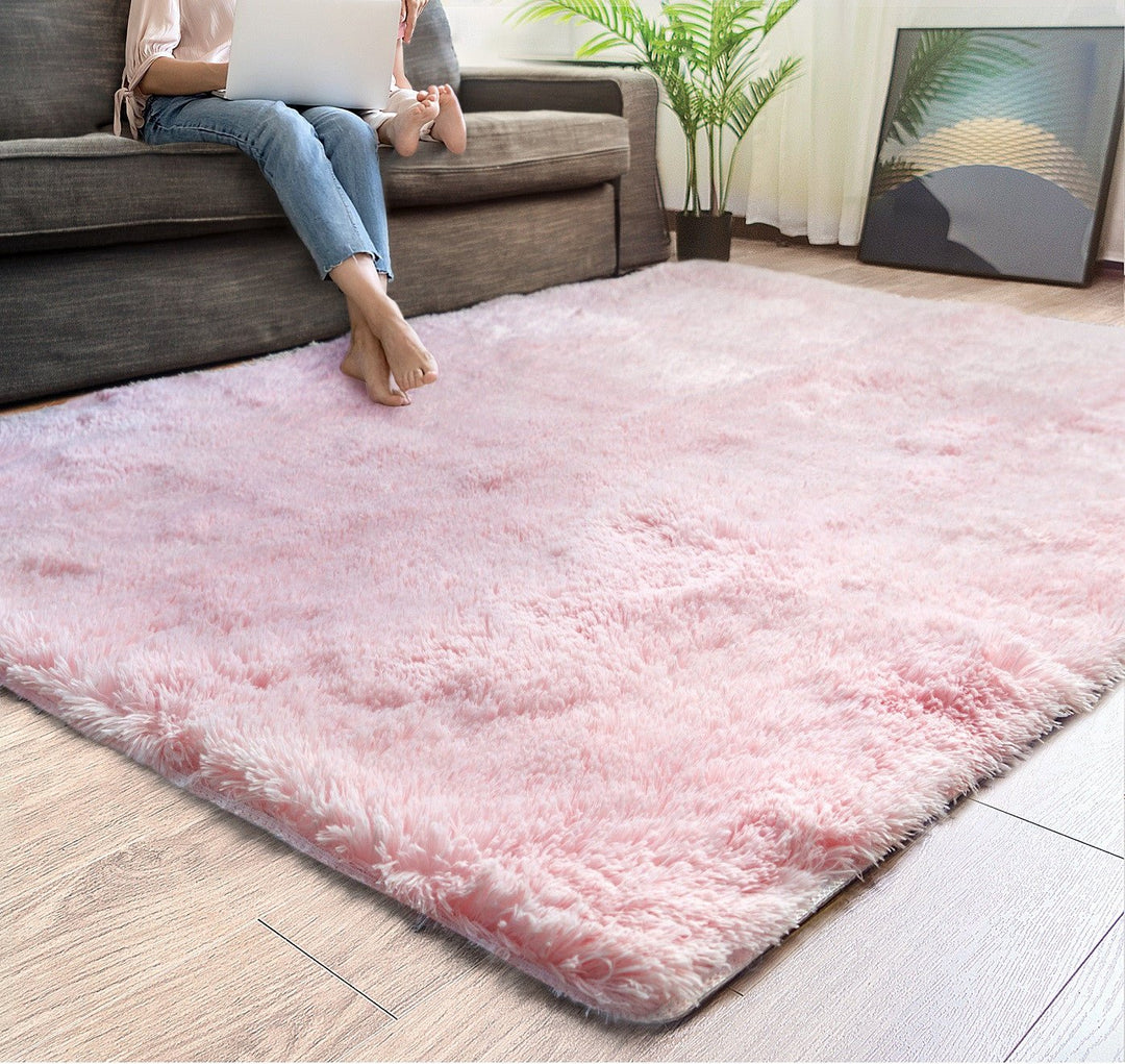 4 X 5 Pink Shag Power Loom Area Rug Image 6