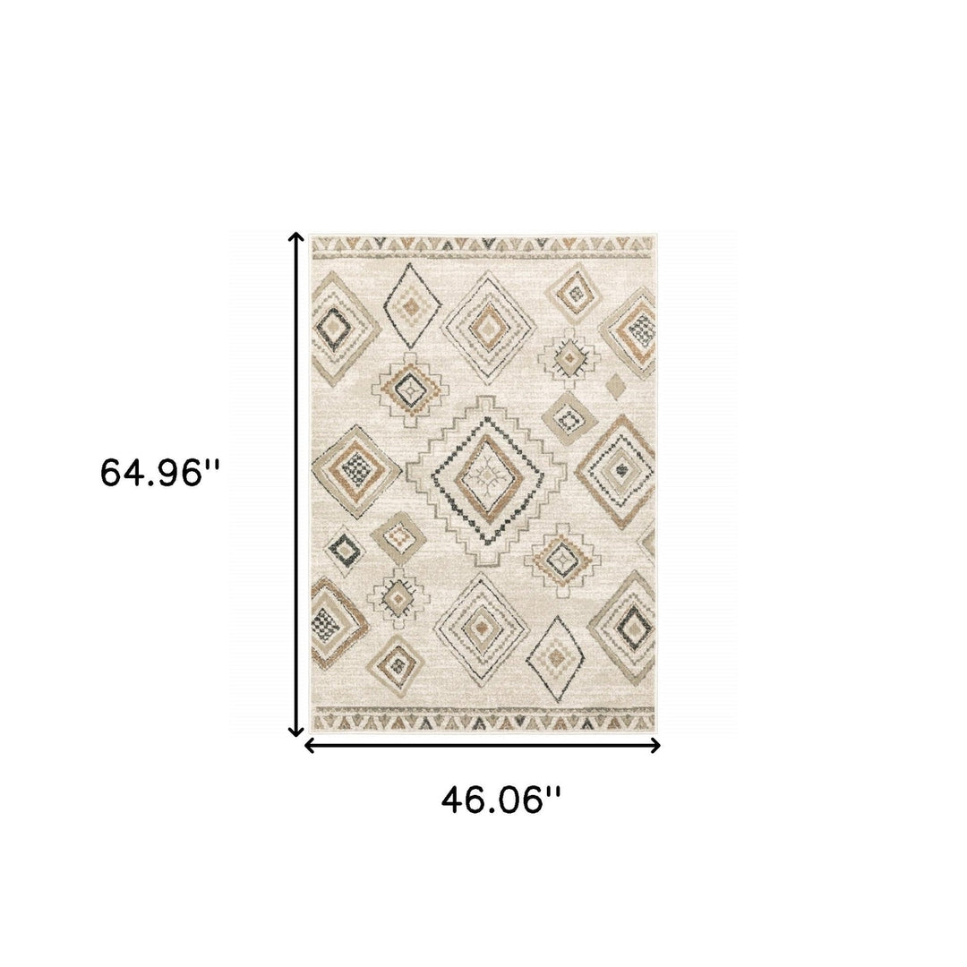 4 X 6 Ivory Orange Tan Black And Grey Southwestern Power Loom Stain Resistant Area Rug Image 9