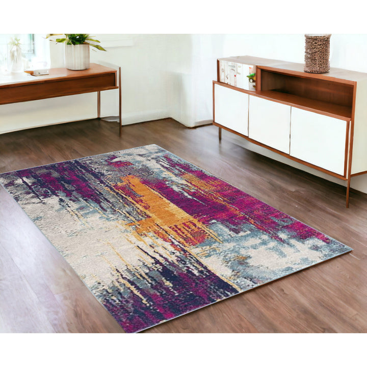 4 x 6 Gray and Ivory Abstract Area Rug Image 10