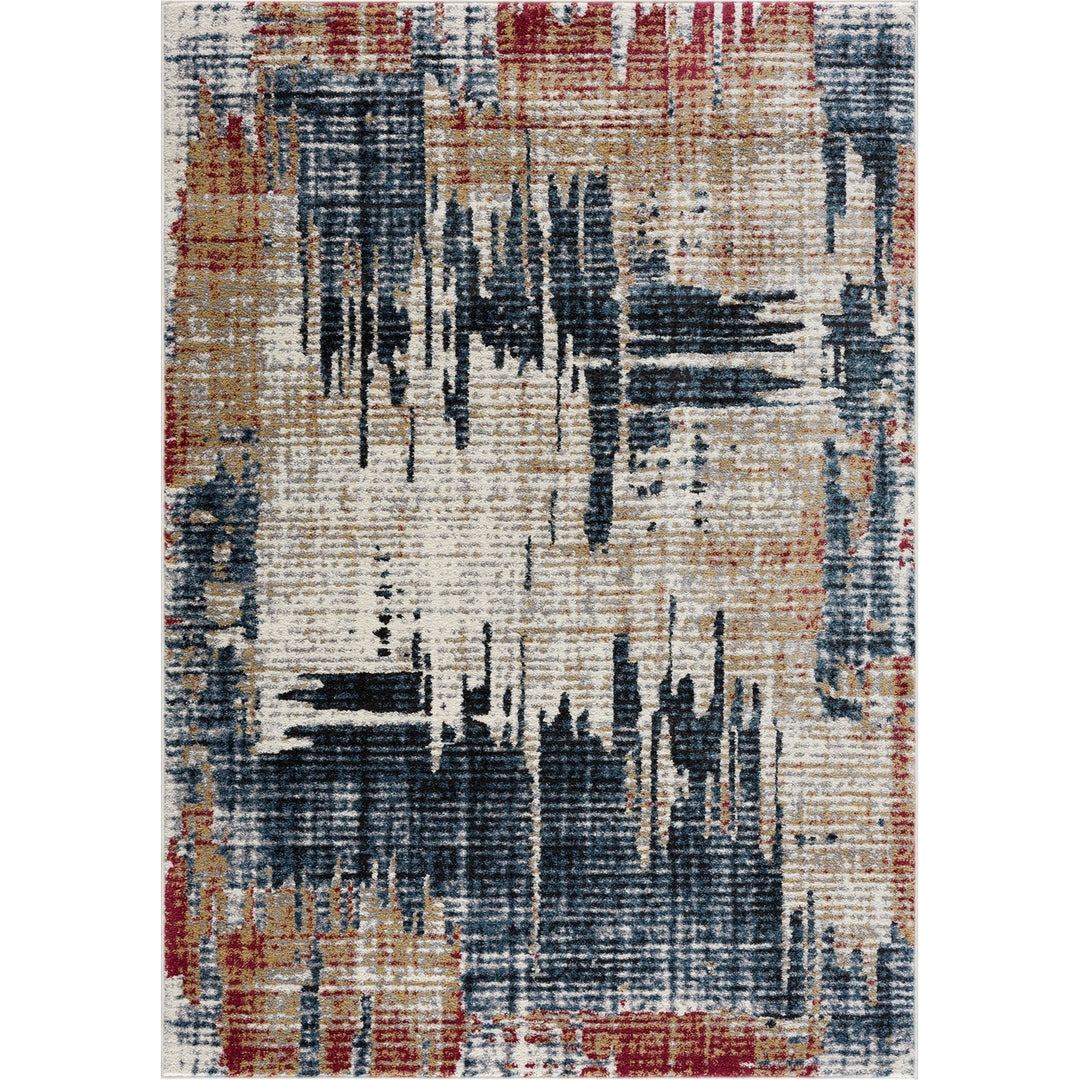 4 X 6 Blue And Ivory Abstract Area Rug Image 4