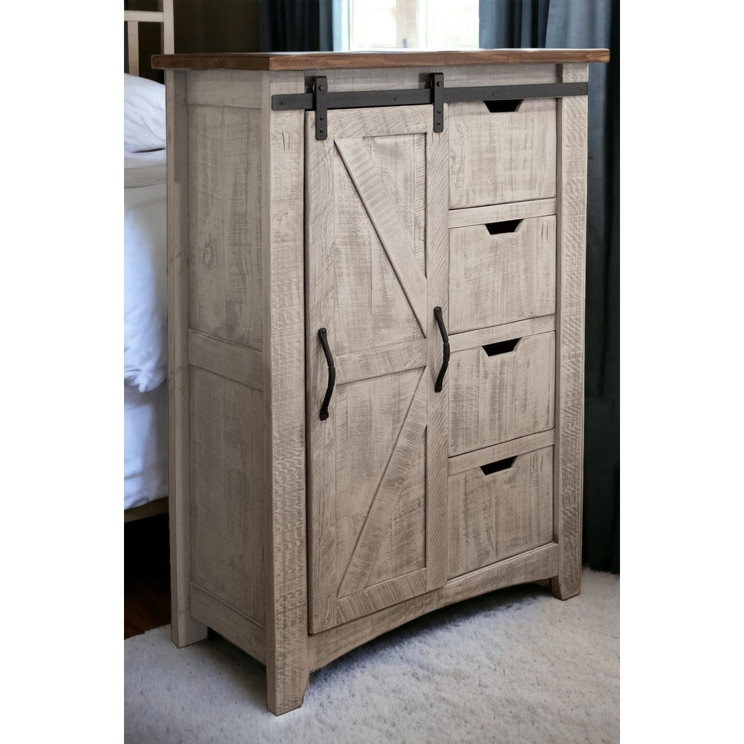 37" Light Gray Solid Wood Four Drawer Chest Image 5