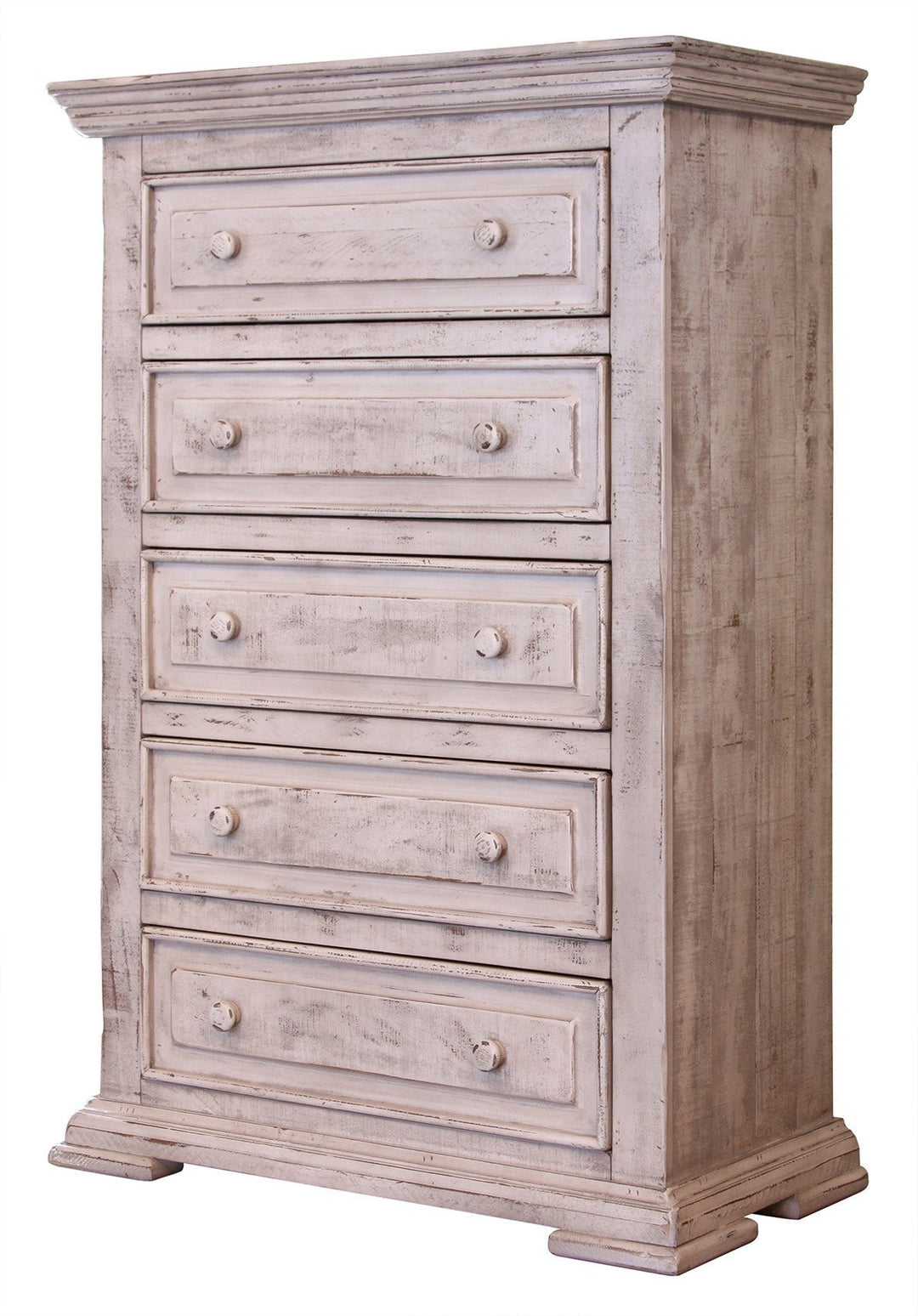 37" White Solid Wood Five Drawer Chest Image 1