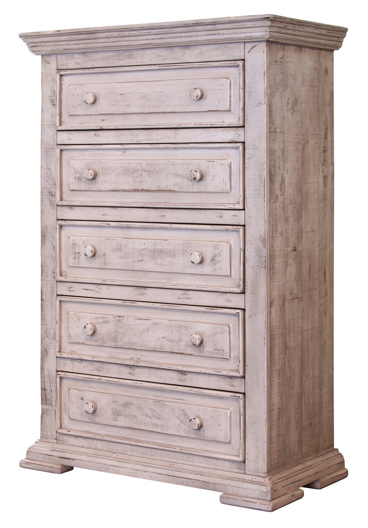 37" White Solid Wood Five Drawer Chest Image 1