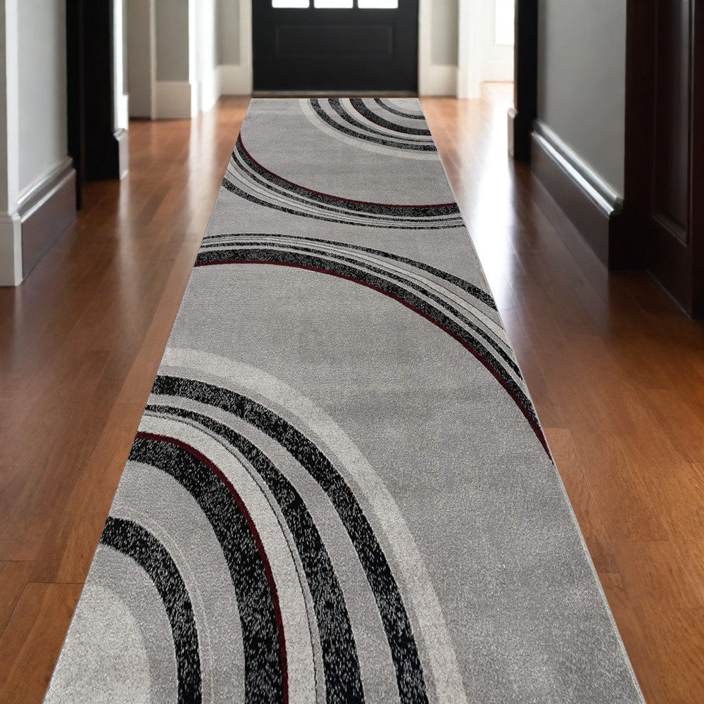 4 X 6 Gray Abstract Power Loom Area Rug Image 2