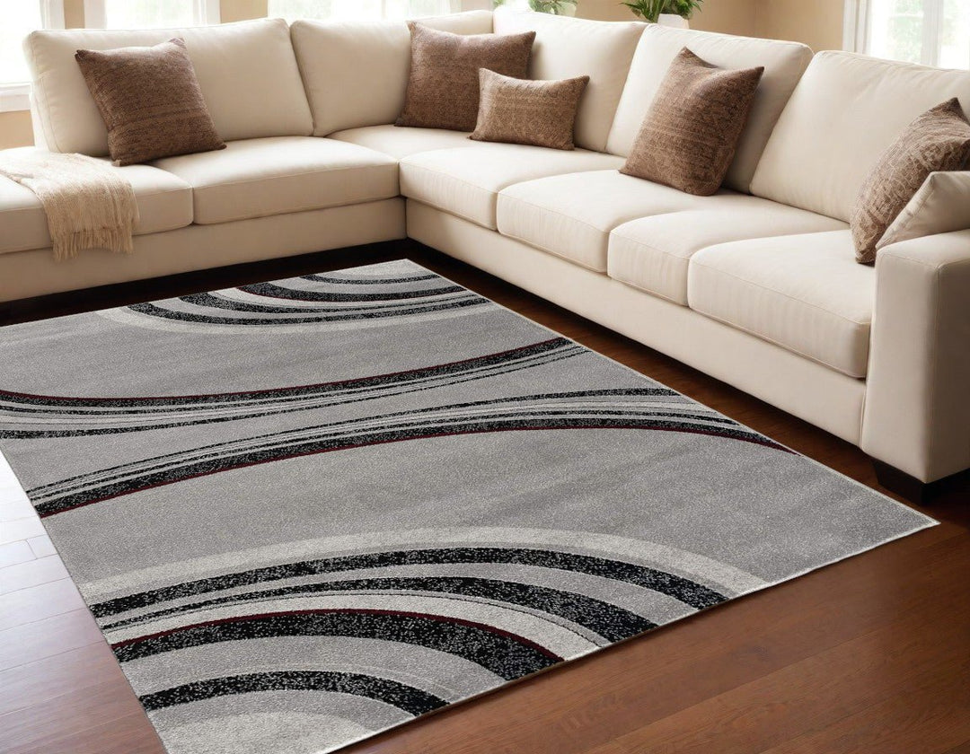 4 X 6 Gray Abstract Power Loom Area Rug Image 1