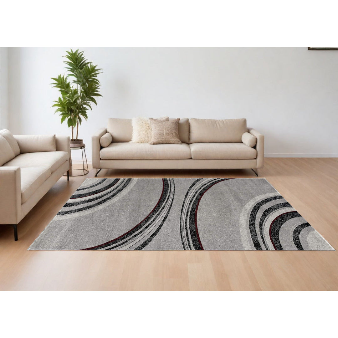 4 X 6 Gray Abstract Power Loom Area Rug Image 8