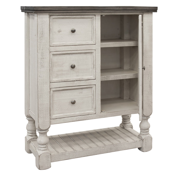 39" Gray and Ivory Solid Wood Three Drawer Chest Image 1