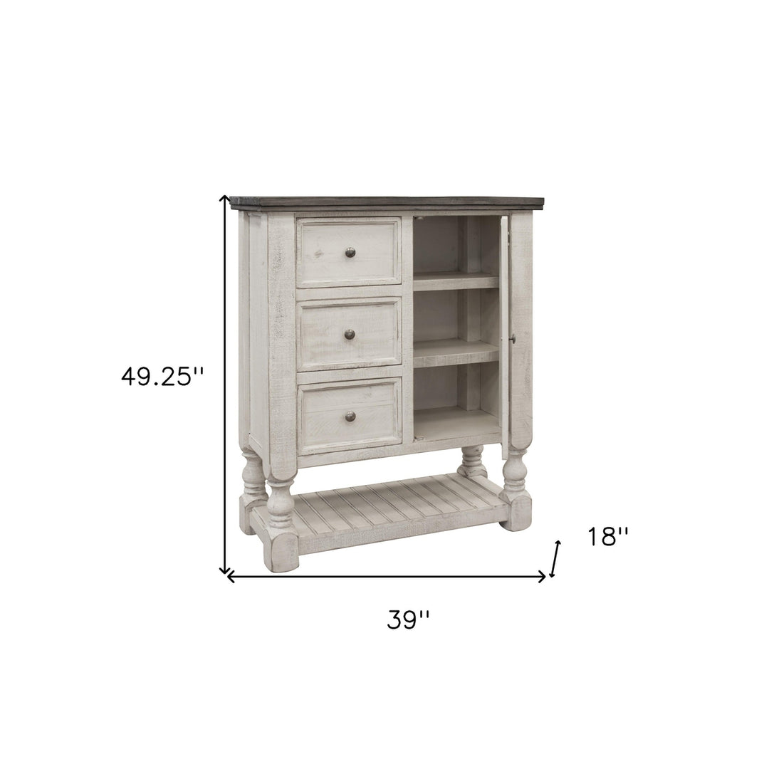 39" Gray and Ivory Solid Wood Three Drawer Chest Image 5