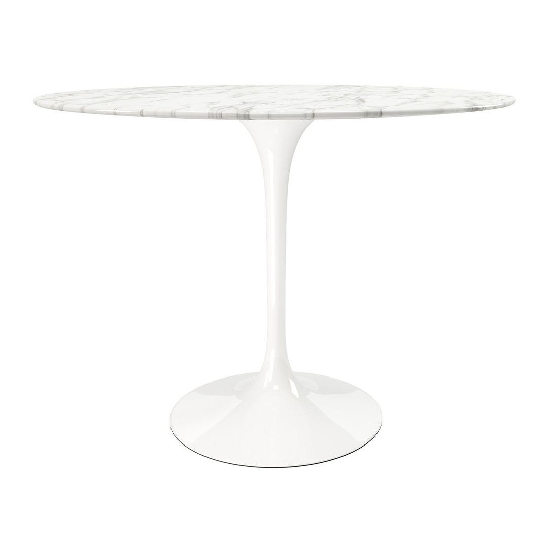 40" White Marble And Metal Dining Image 1