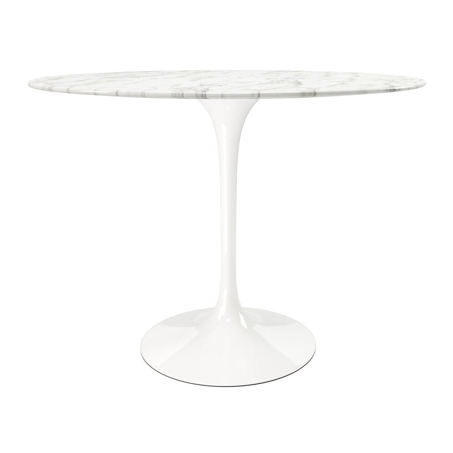 40" White Marble And Metal Dining Image 1