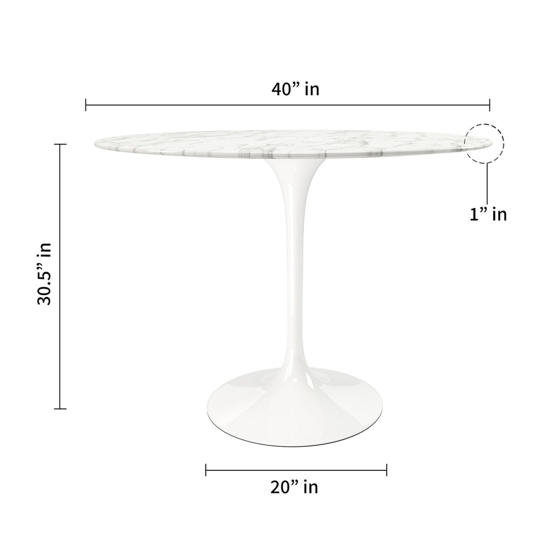 40" White Marble And Metal Dining Image 7