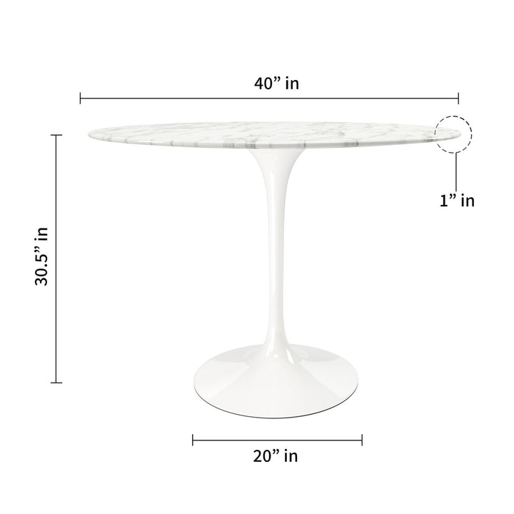 40" White Marble And Metal Dining Image 7