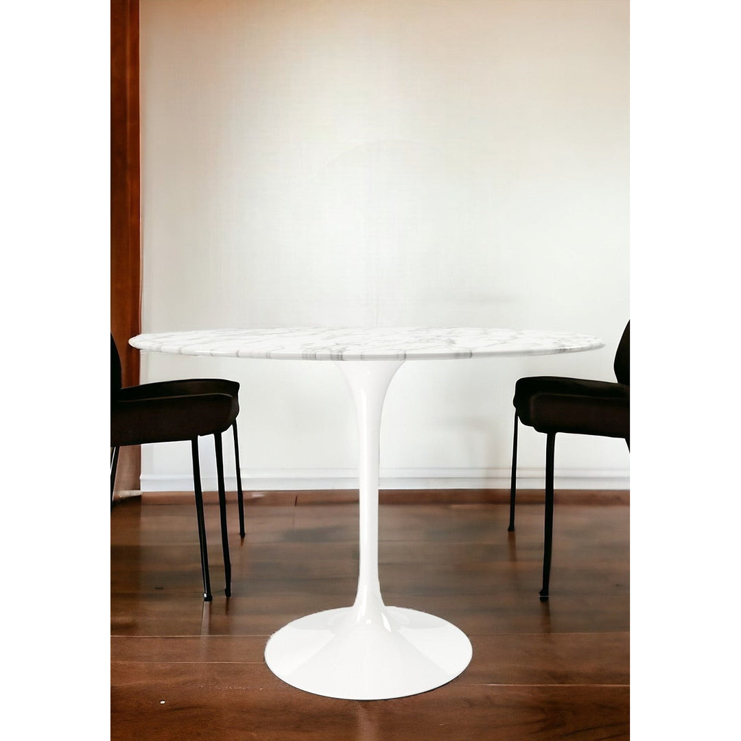 40" White Marble And Metal Dining Image 8