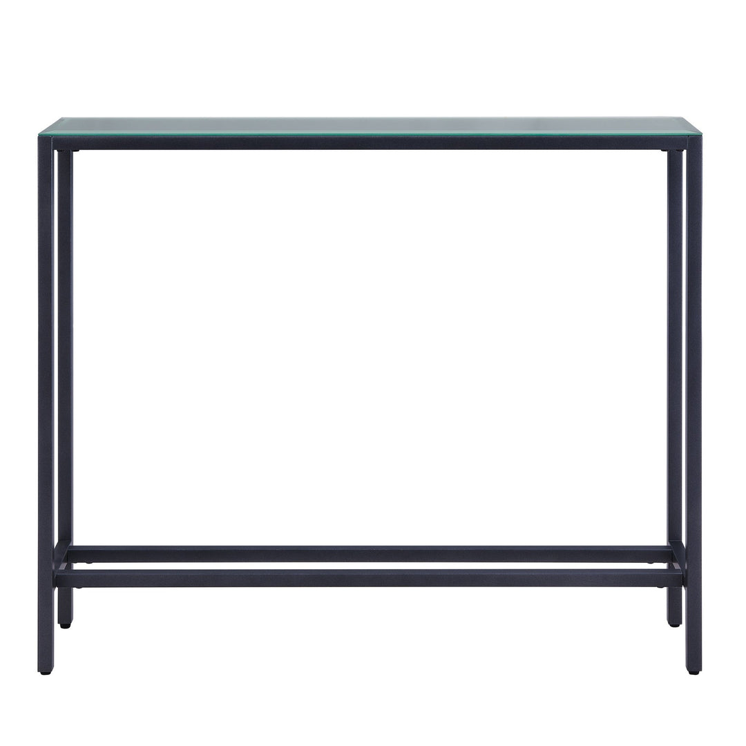 36" Black and Gunmetal Mirrored Glass Console Table Image 3