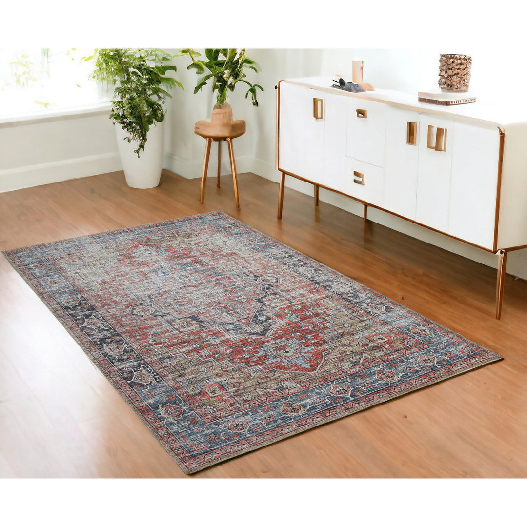 4 X 6 Rust Oriental Distressed Stain Resistant Area Rug Image 10