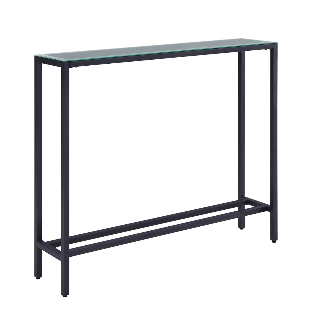 36" Black and Gunmetal Mirrored Glass Console Table Image 4