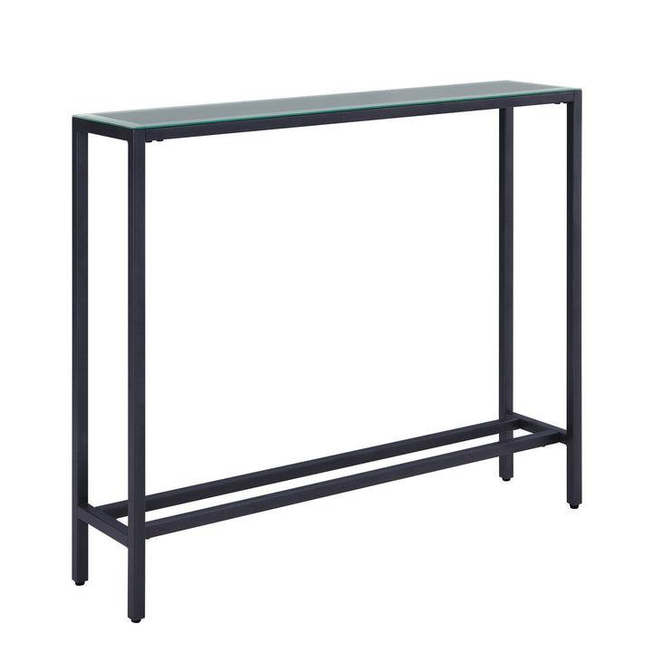 36" Black and Gunmetal Mirrored Glass Console Table Image 6