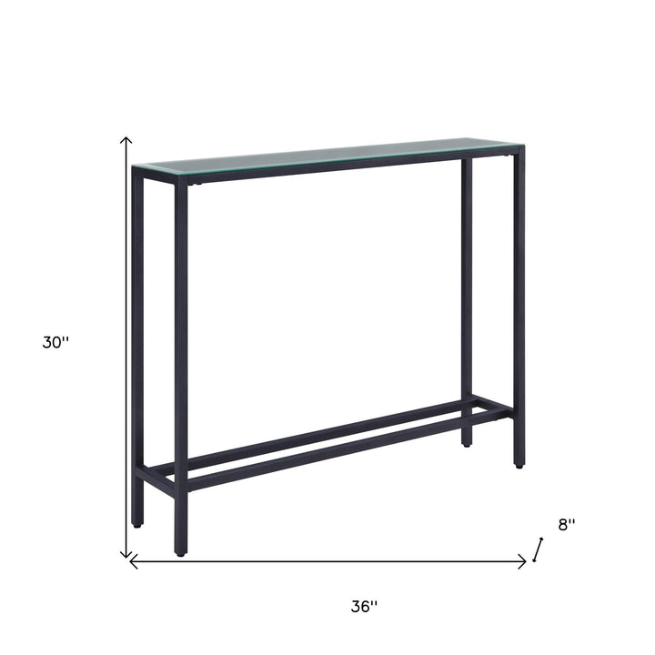 36" Black and Gunmetal Mirrored Glass Console Table Image 8