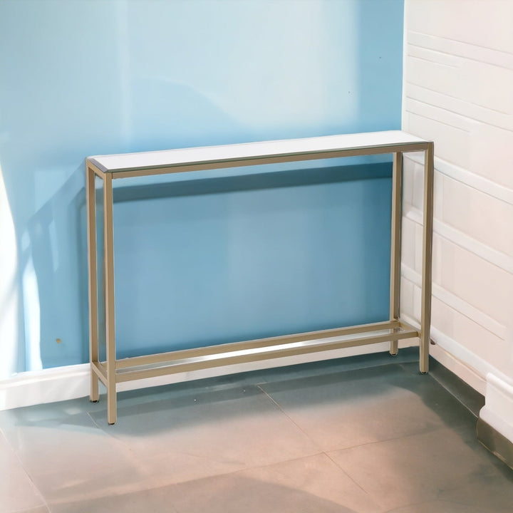 36" Silver and Gold Mirrored Glass Console Table Image 9